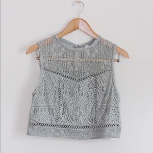 Mint green lace crop top